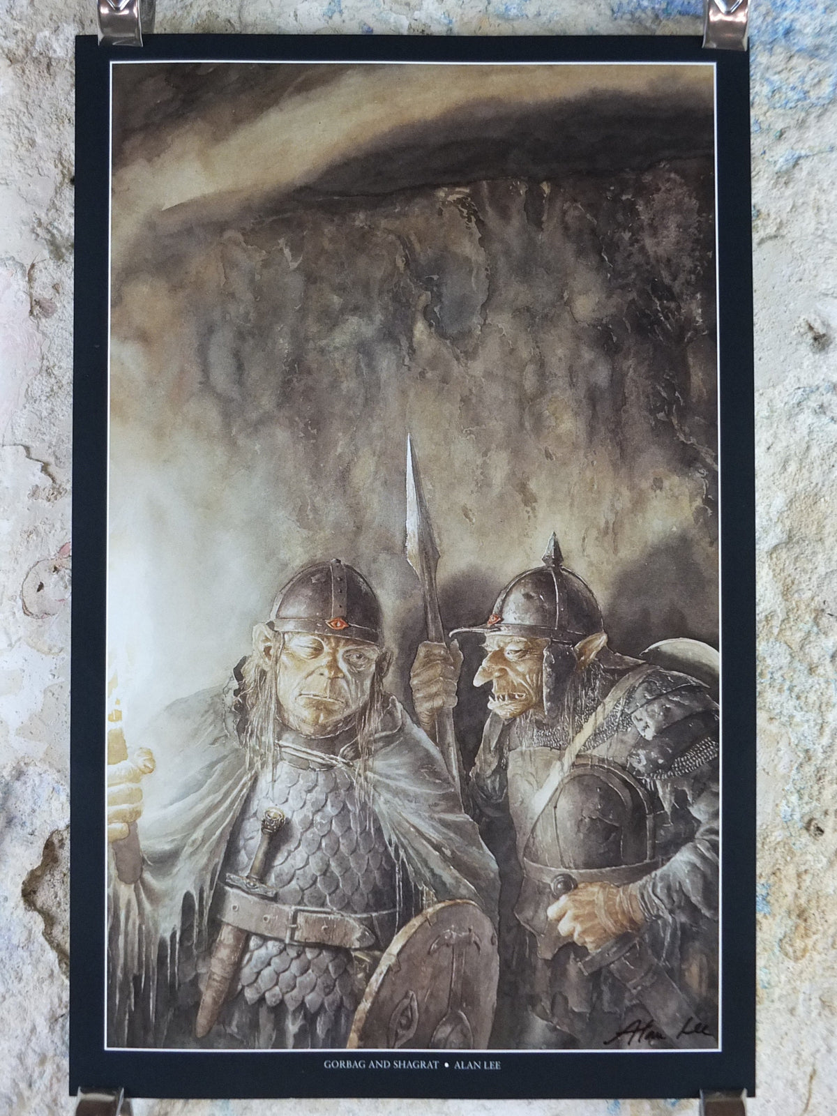Signed Tolkien Goblins and Orcs Poster, signed by Alan Lee, Lord of the Rings, Gorbag and Shagrat, illustration print wall art decor 1999