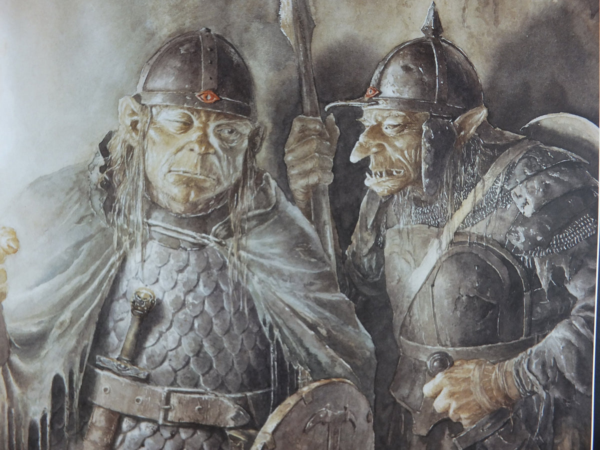 Signed Tolkien Goblins and Orcs Poster, signed by Alan Lee, Lord of the Rings, Gorbag and Shagrat, illustration print wall art decor 1999