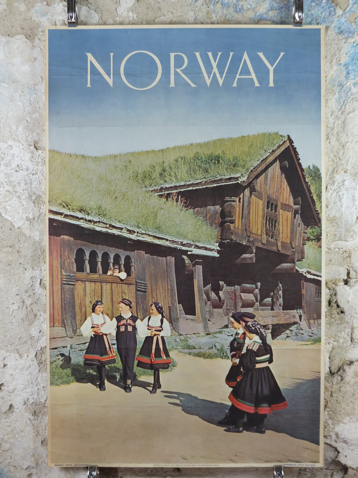 1961 Norway Norsk Folkemuseum Poster, Ose Setesdal, Norway Travel Association & Norwegian State Railways, tourism vacation wall art decor