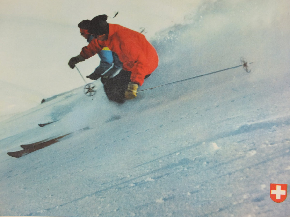1950s Swiss Ski Travel Poster, Switzerland, Swiss National Tourist Office, Winter Holiday, travel tourism skiing vacation, wall art decor