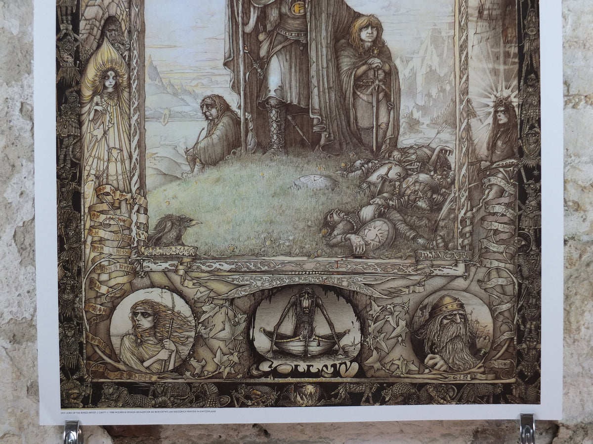 Vintage Lord of the Rings Tolkien Poster, by James Cauty 1988 reprint of 1976 original, featuring Gandalf, Frodo and Sam