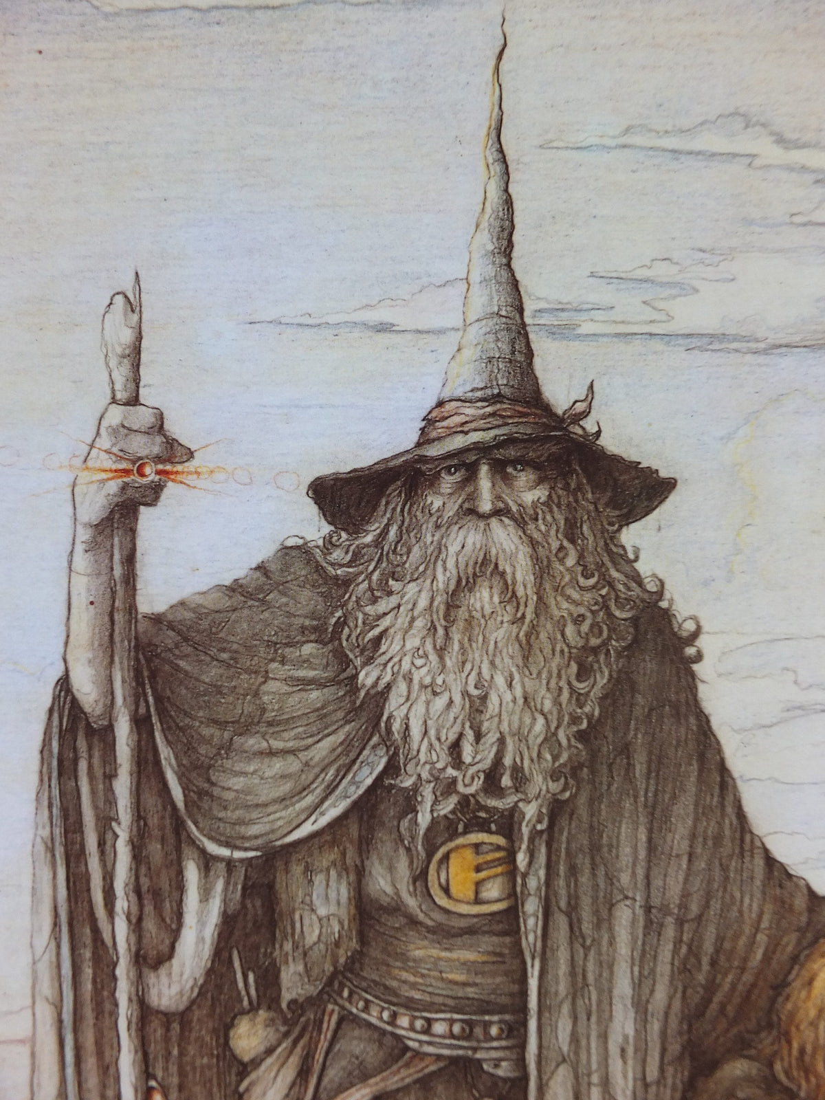 Vintage Lord of the Rings Tolkien Poster, by James Cauty 1988 reprint of 1976 original, featuring Gandalf, Frodo and Sam