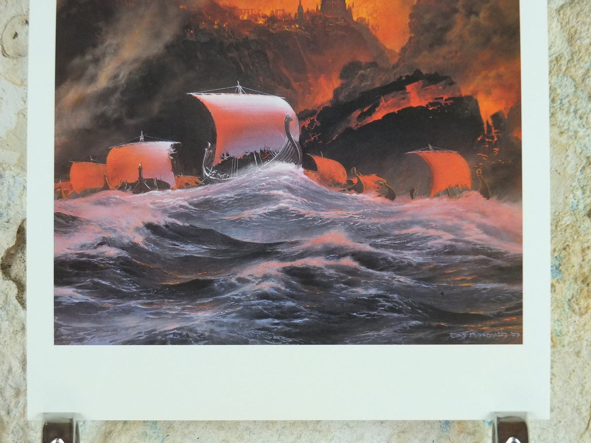 1998 Tolkien Silmarillion Poster, The Flight of the Numenoreans, by Ted Nasmith, Middle Earth pre Lord of the Rings, print wall art decor