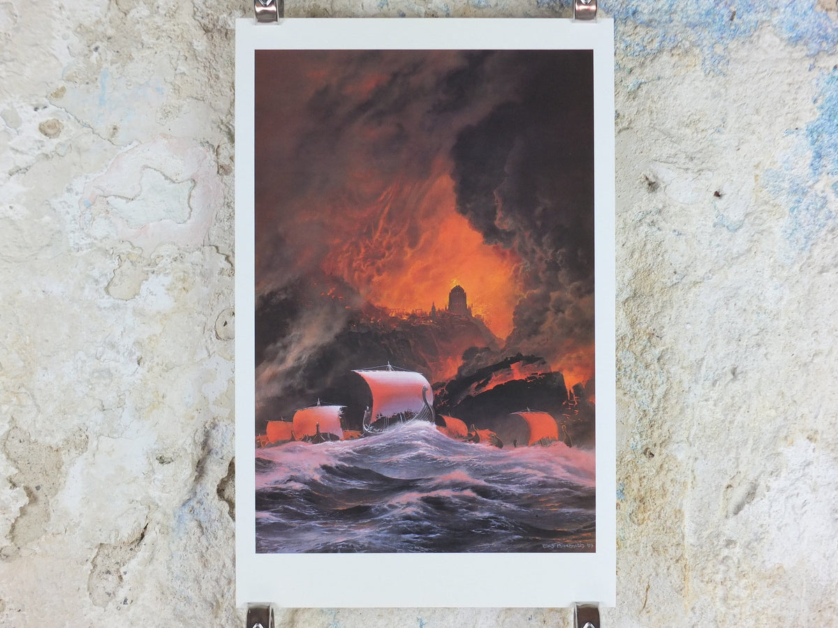 1998 Tolkien Silmarillion Poster, The Flight of the Numenoreans, by Ted Nasmith, Middle Earth pre Lord of the Rings, print wall art decor