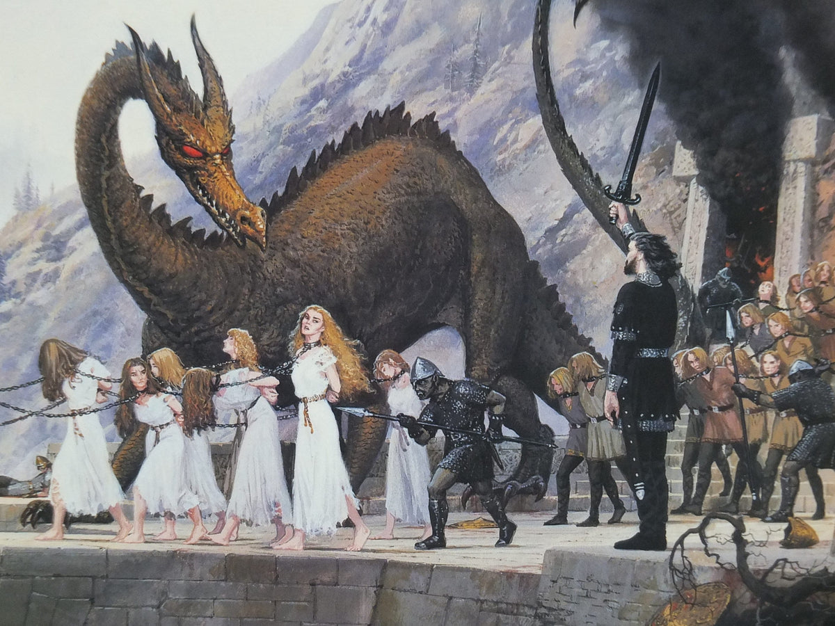 1998 Tolkien Silmarillion Poster, The Sack of Nargothrond, by Ted Nasmith, Middle Earth pre Lord of the Rings, print wall art decor