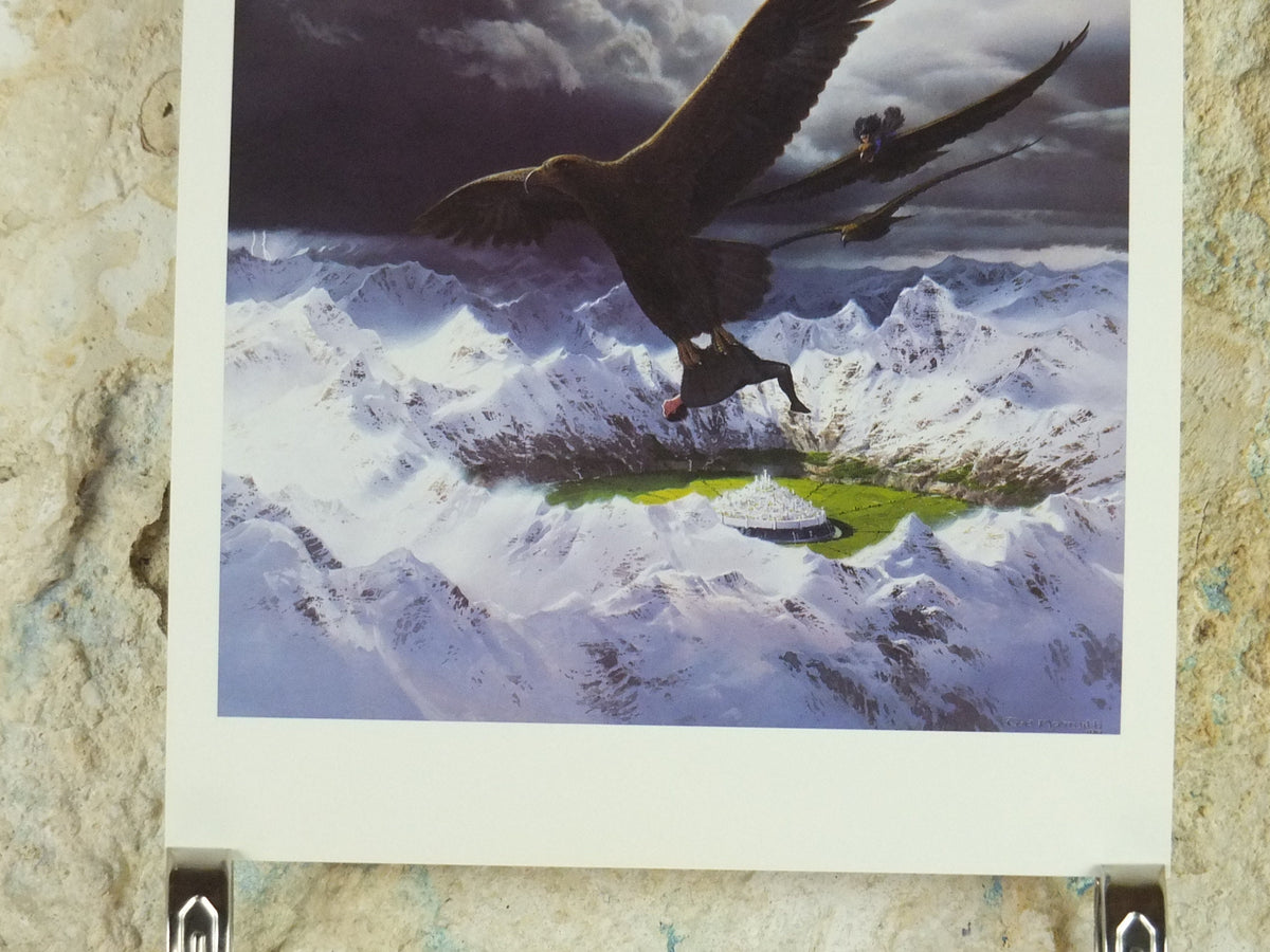 1998 Tolkien Silmarillion Poster, Beren and Luthien over Gondolin, by Ted Nasmith, Middle Earth pre Lord of the Rings, print wall art decor