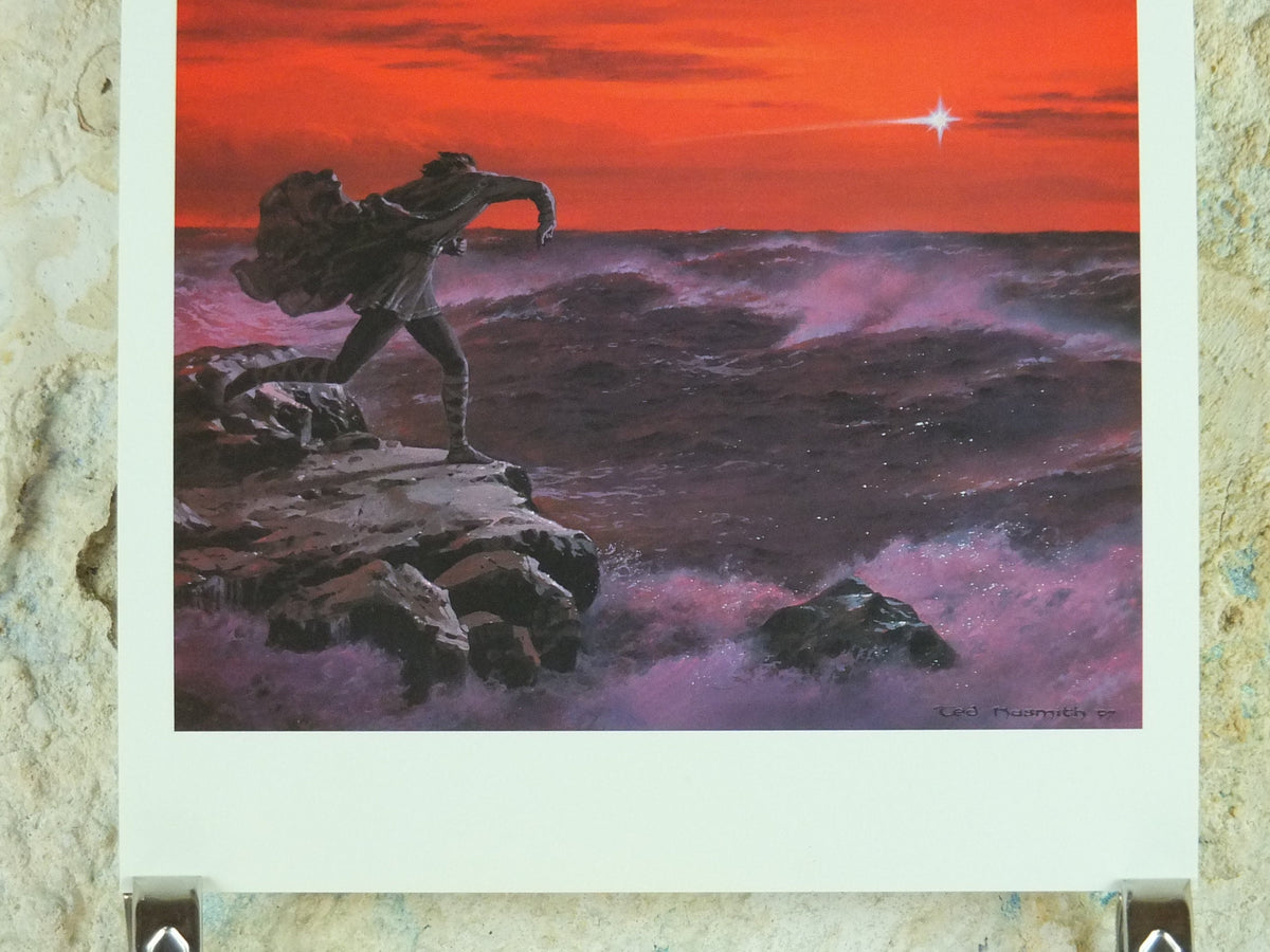 1998 Tolkien Silmarillion Poster, Maglor casts Silmaril in the sea, by Ted Nasmith, Middle Earth pre Lord of the Rings, print wall art decor