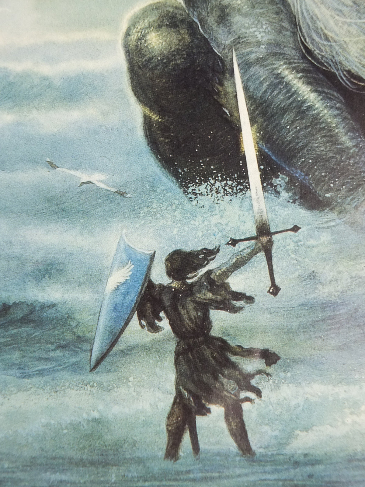 1993 Tolkien Unfinished Tales Poster, Ulmo Lord of Waters, by John Howe, Middle Earth pre Lord of the Rings, print wall art decor