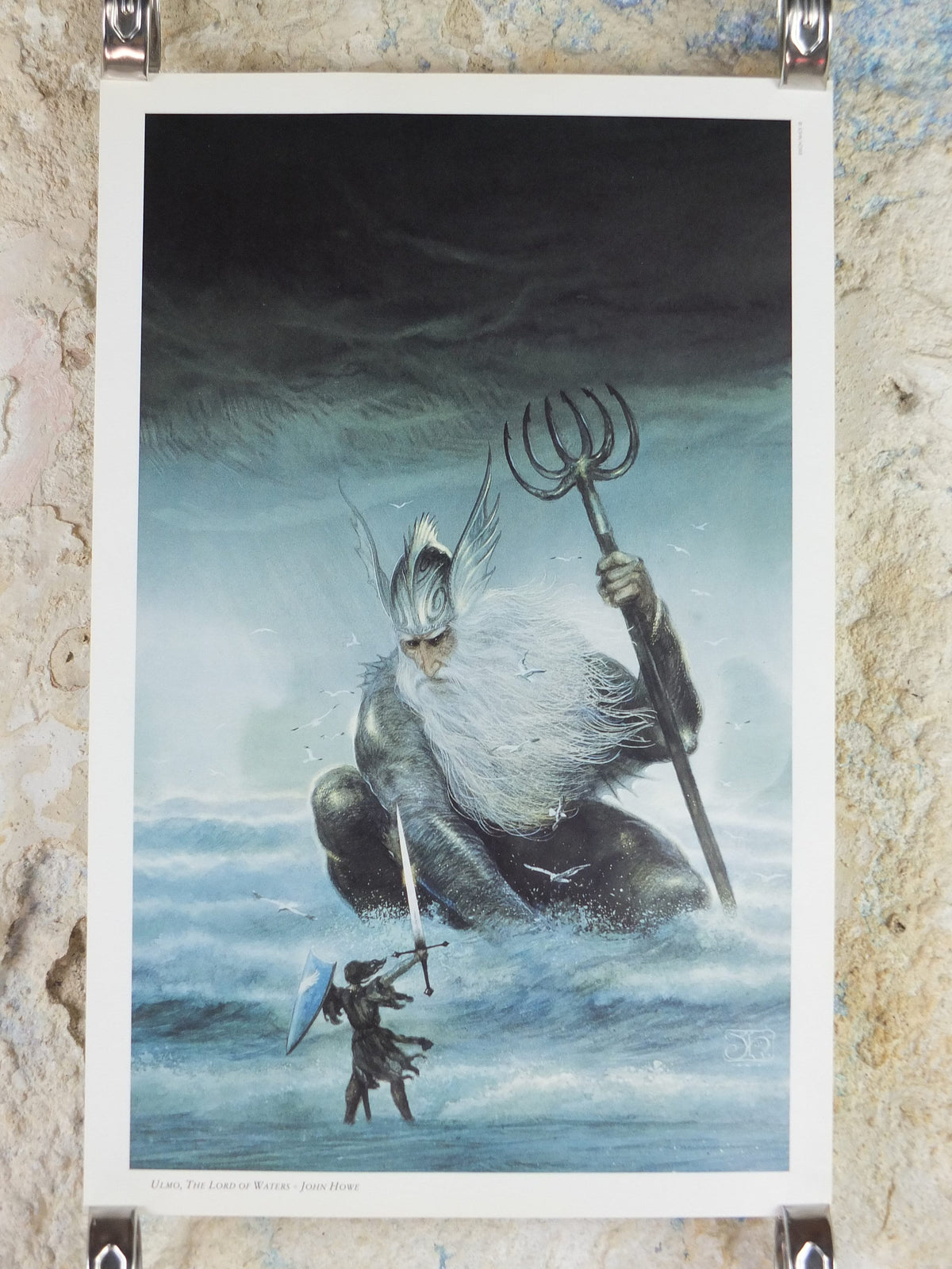 1993 Tolkien Unfinished Tales Poster, Ulmo Lord of Waters, by John Howe, Middle Earth pre Lord of the Rings, print wall art decor