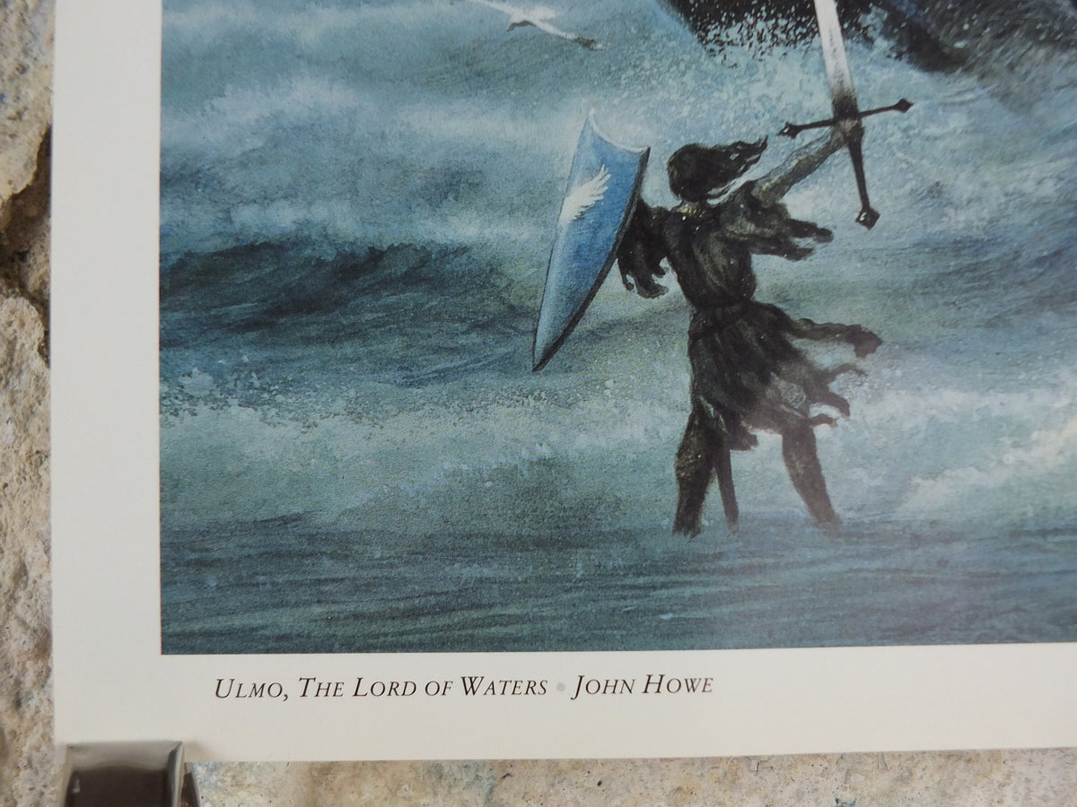 1993 Tolkien Unfinished Tales Poster, Ulmo Lord of Waters, by John Howe, Middle Earth pre Lord of the Rings, print wall art decor