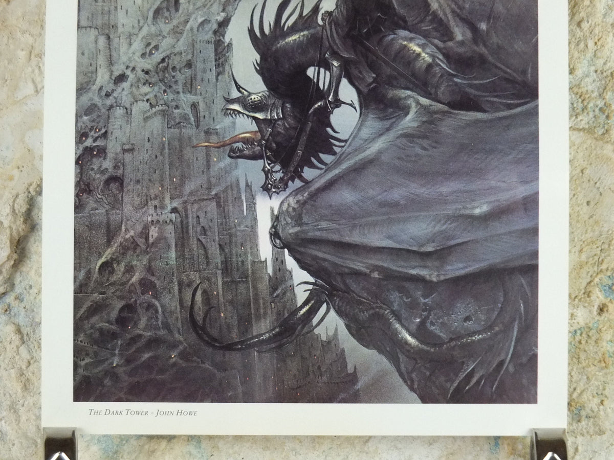 1993 Tolkien The Two Towers Poster, The Dark Tower and Nazgul, by John Howe, Middle Earth, Lord of the Rings, print wall art decor