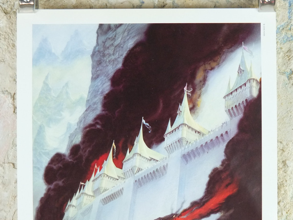 1993 Tolkien Silmarillion Poster, The Fall of Gondolin, by John Howe, Middle Earth pre Lord of the Rings, print wall art decor