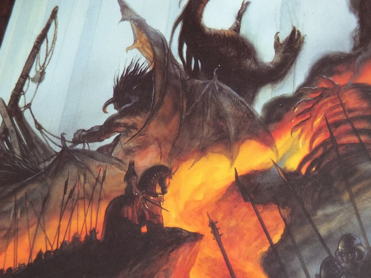 1993 Tolkien Silmarillion Poster, The Fall of Gondolin, by John Howe, Middle Earth pre Lord of the Rings, print wall art decor