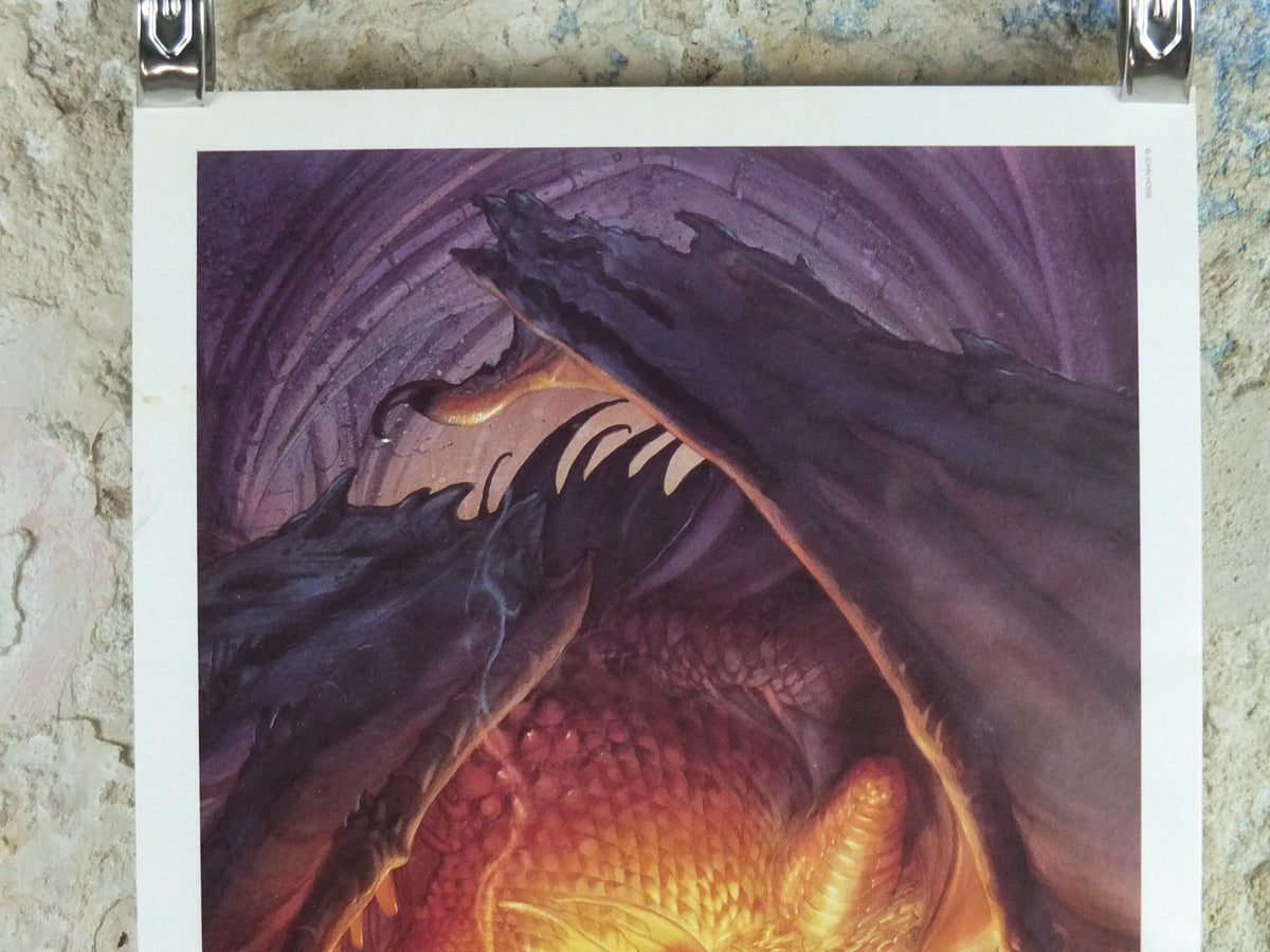 1993 Tolkien The Hobbit Poster, Smaug, by John Howe, Middle Earth, Lord of the Rings, print wall art decor