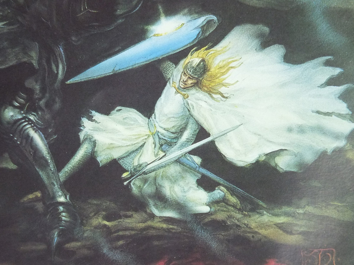 1993 Tolkien Fingolfin and Morgoth Poster, The Lays of Beleriand, by John Howe, Middle Earth pre Lord of the Rings, print wall art decor