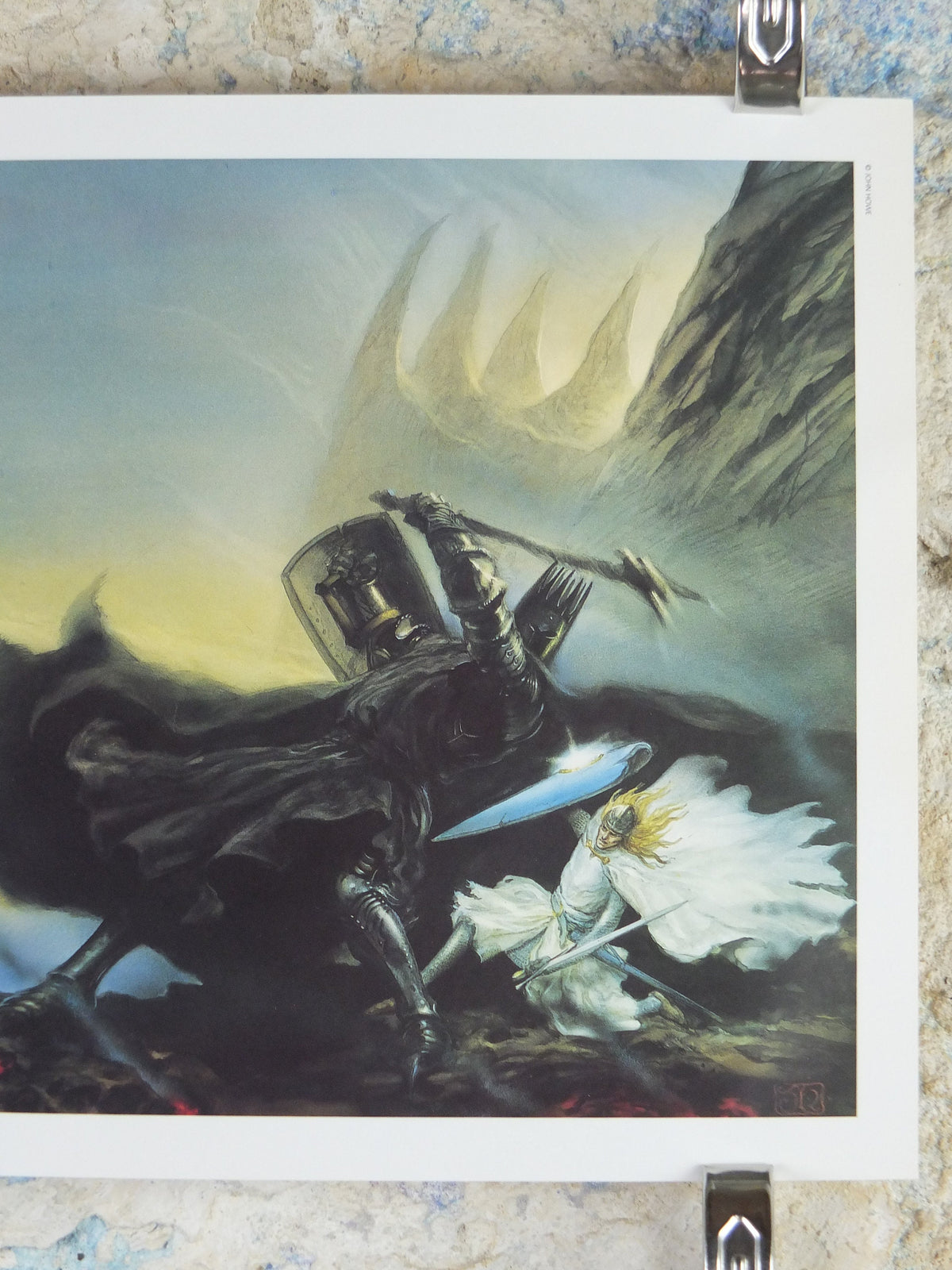 1993 Tolkien Fingolfin and Morgoth Poster, The Lays of Beleriand, by John Howe, Middle Earth pre Lord of the Rings, print wall art decor