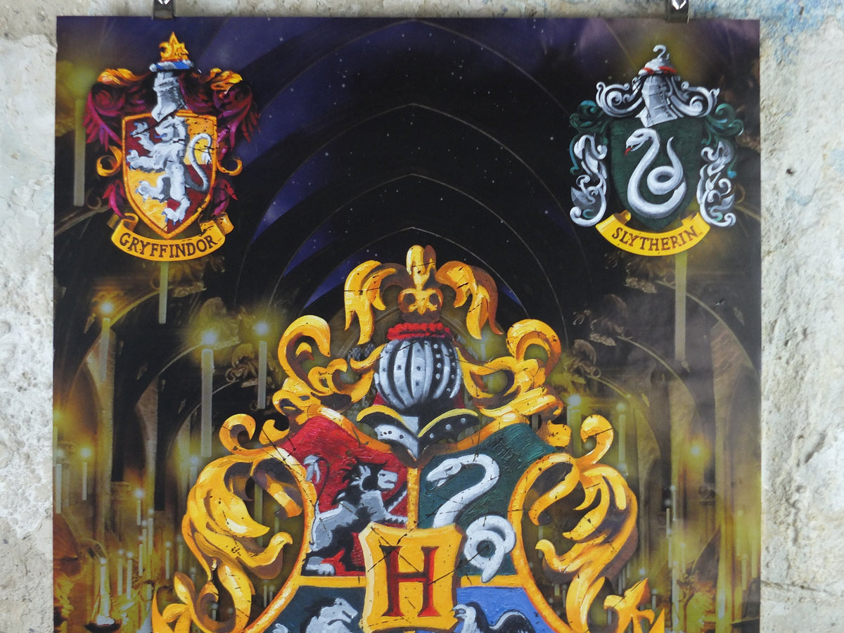 Vintage Harry Potter Hogwarts Poster, Hogwarts Houses, wall art cinema film memorabilia