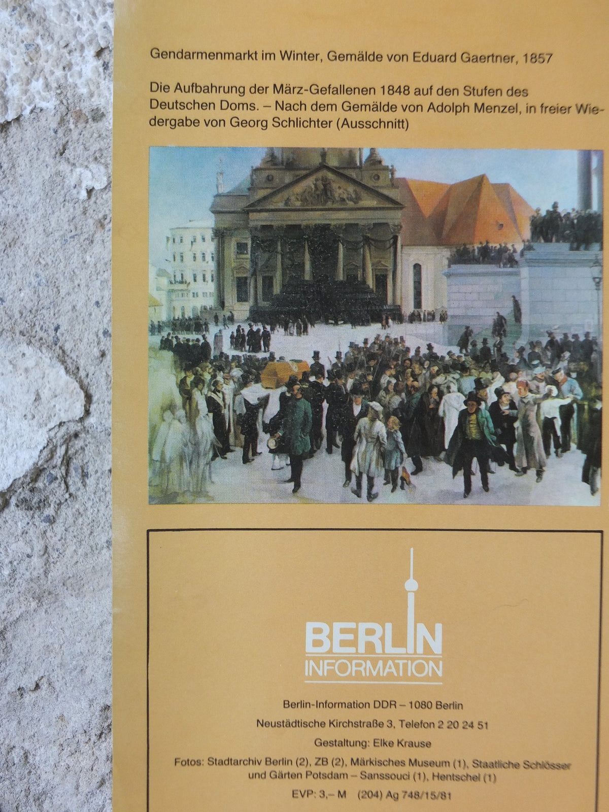 1980s East Berlin Poster, DDR, Gendarmenmarkt, Platz der Akademie, Gaertner 1857, travel tourism holiday vacation wall art decor