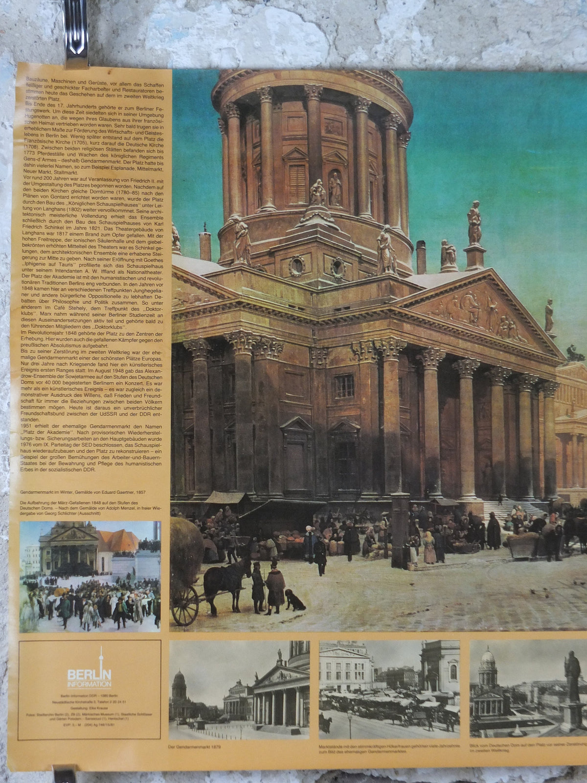 1980s East Berlin Poster, DDR, Gendarmenmarkt, Platz der Akademie, Gaertner 1857, travel tourism holiday vacation wall art decor