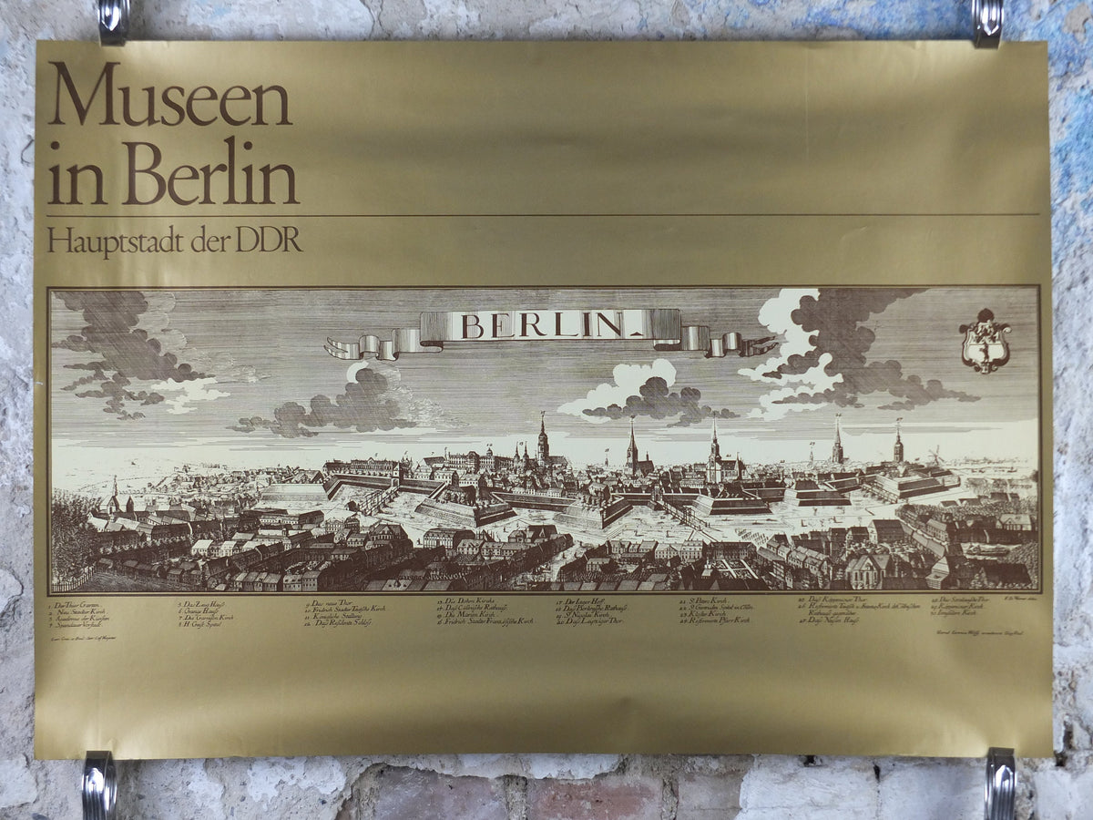 1980s DDR East Berlin Poster, Museums in Berlin, The Capital City of the DDR, travel tourism holiday vacation wall art decor
