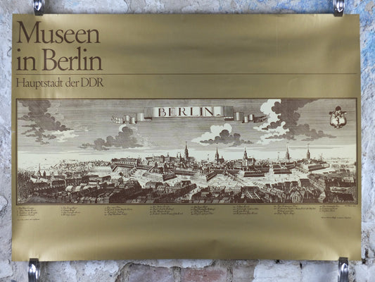 1980s DDR East Berlin Poster, Museums in Berlin, The Capital City of the DDR, travel tourism holiday vacation wall art decor