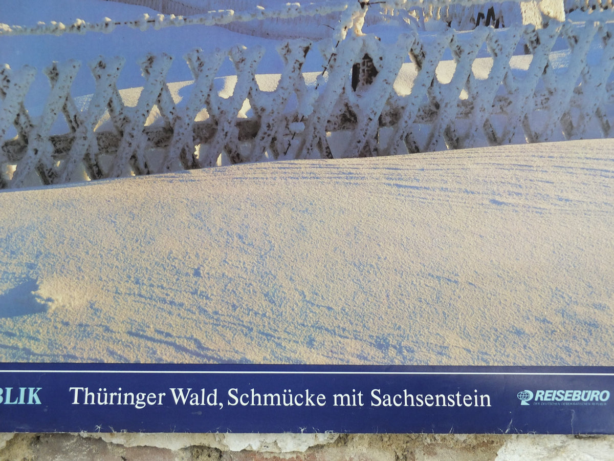 1980s Thüringer Wald East Germany Poster, DDR, Schmücke mit Sachsenstein, GDR travel tourism holiday vacation wall art decor