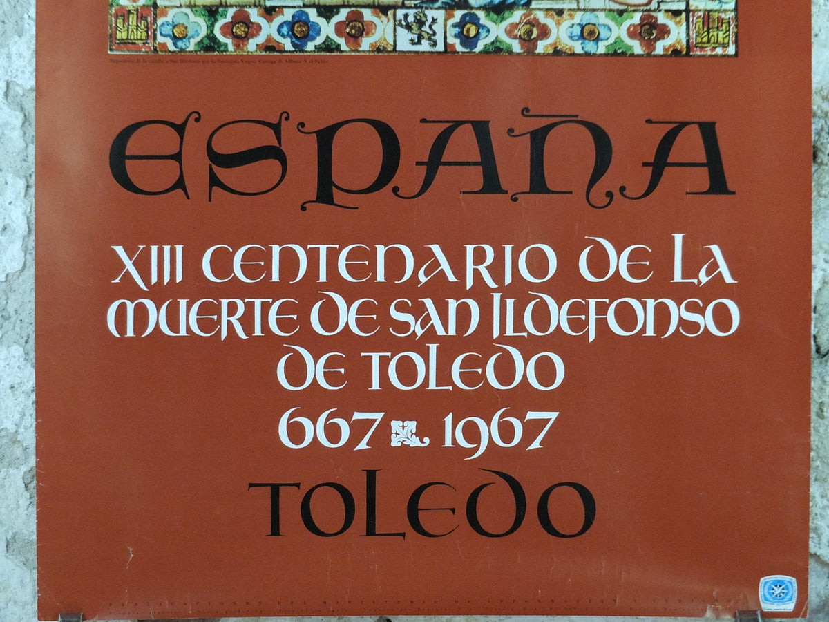 1967 Toledo Travel Poster, 800th anniversary of Saint Ildefonso, Vintage Spanish, Spain travel tourism, holiday vacation, wall art decor