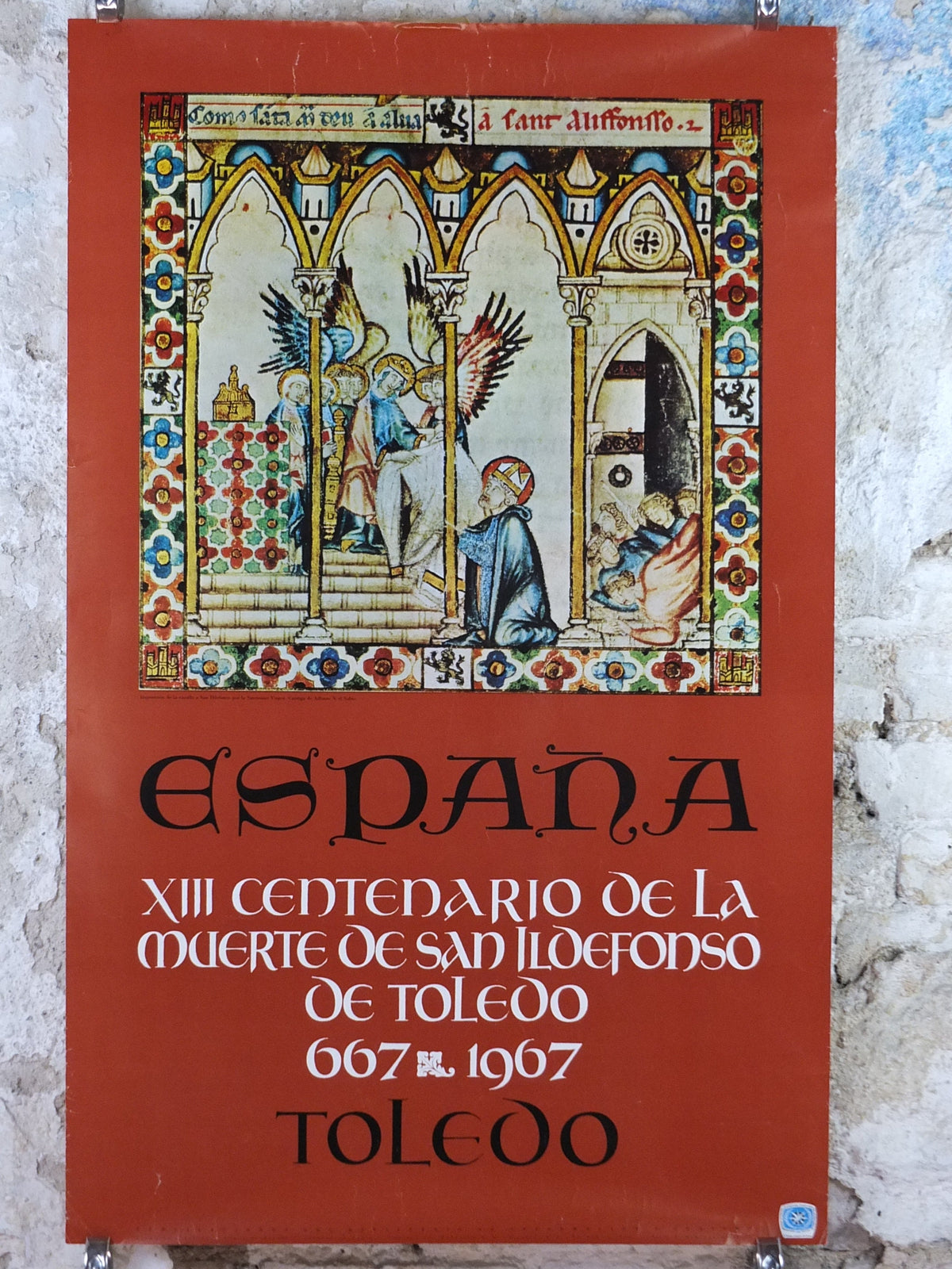 1967 Toledo Travel Poster, 800th anniversary of Saint Ildefonso, Vintage Spanish, Spain travel tourism, holiday vacation, wall art decor
