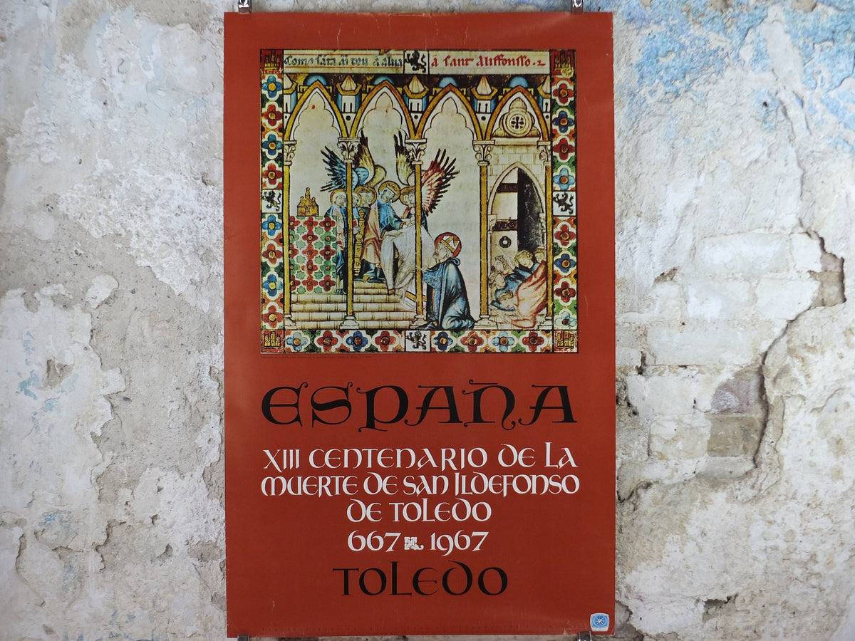 1967 Toledo Travel Poster, 800th anniversary of Saint Ildefonso, Vintage Spanish, Spain travel tourism, holiday vacation, wall art decor