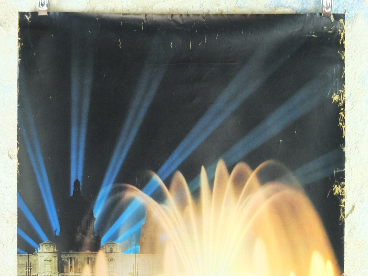 1960s Barcelona Espana Travel Poster, Magic Fountain of Montjuic, Vintage Spanish, Spain travel tourism, holiday vacation, wall art decor