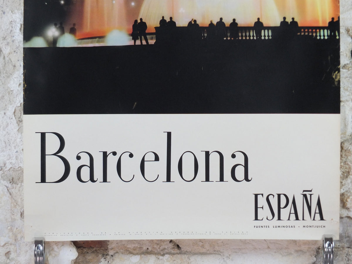 1960s Barcelona Espana Travel Poster, Magic Fountain of Montjuic, Vintage Spanish, Spain travel tourism, holiday vacation, wall art decor