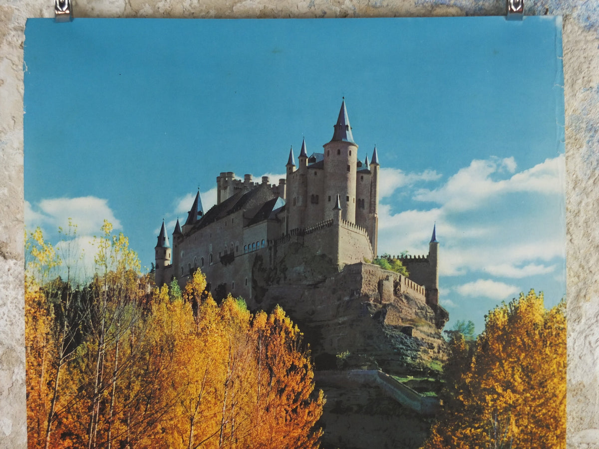 1960s Segovia Espana Travel Poster, Alcázar of Segovia, Vintage Spanish, Spain travel tourism, holiday vacation, wall art decor