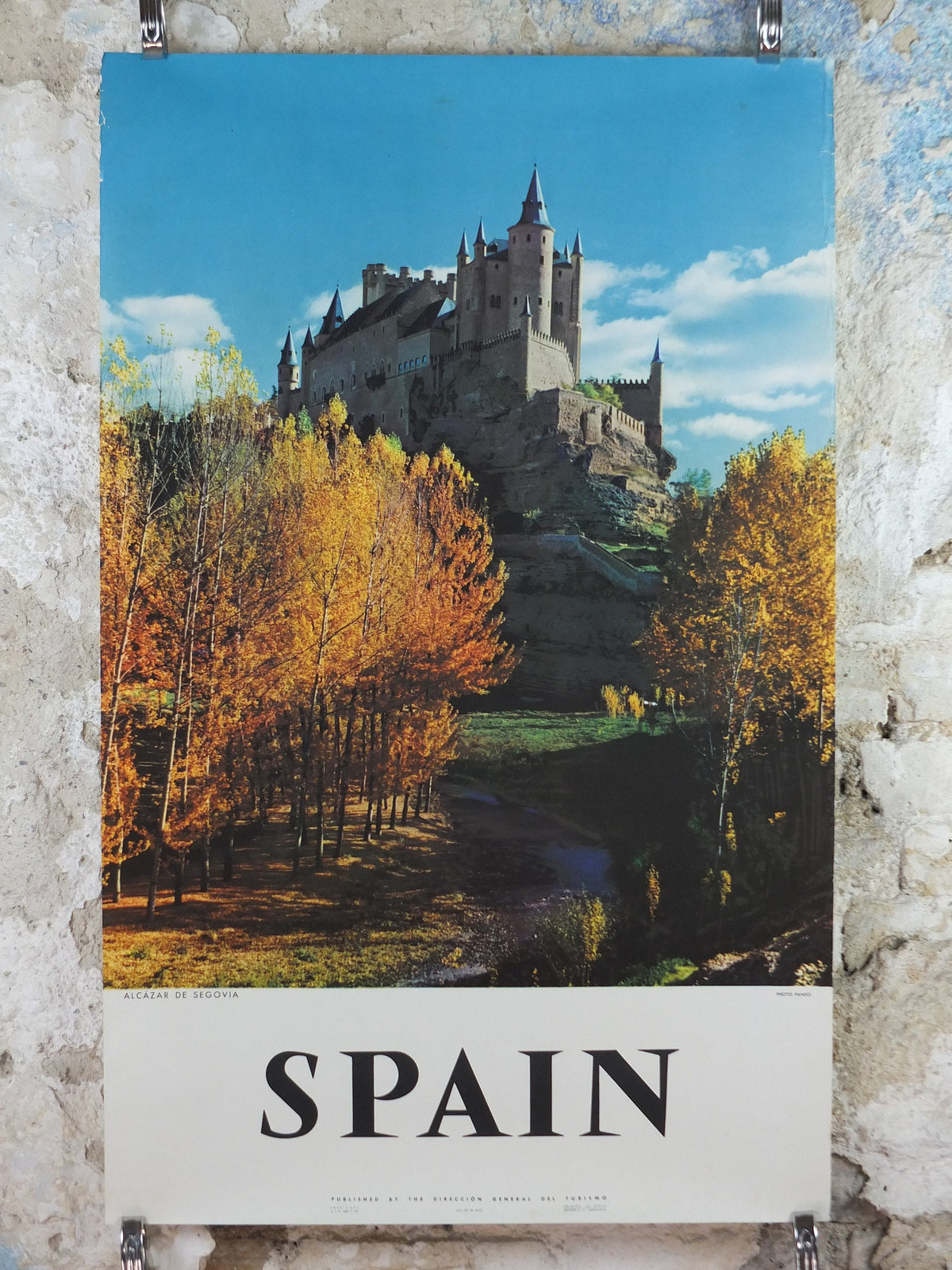 1960s Segovia Espana Travel Poster, Alcázar of Segovia, Vintage Spanish, Spain travel tourism, holiday vacation, wall art decor