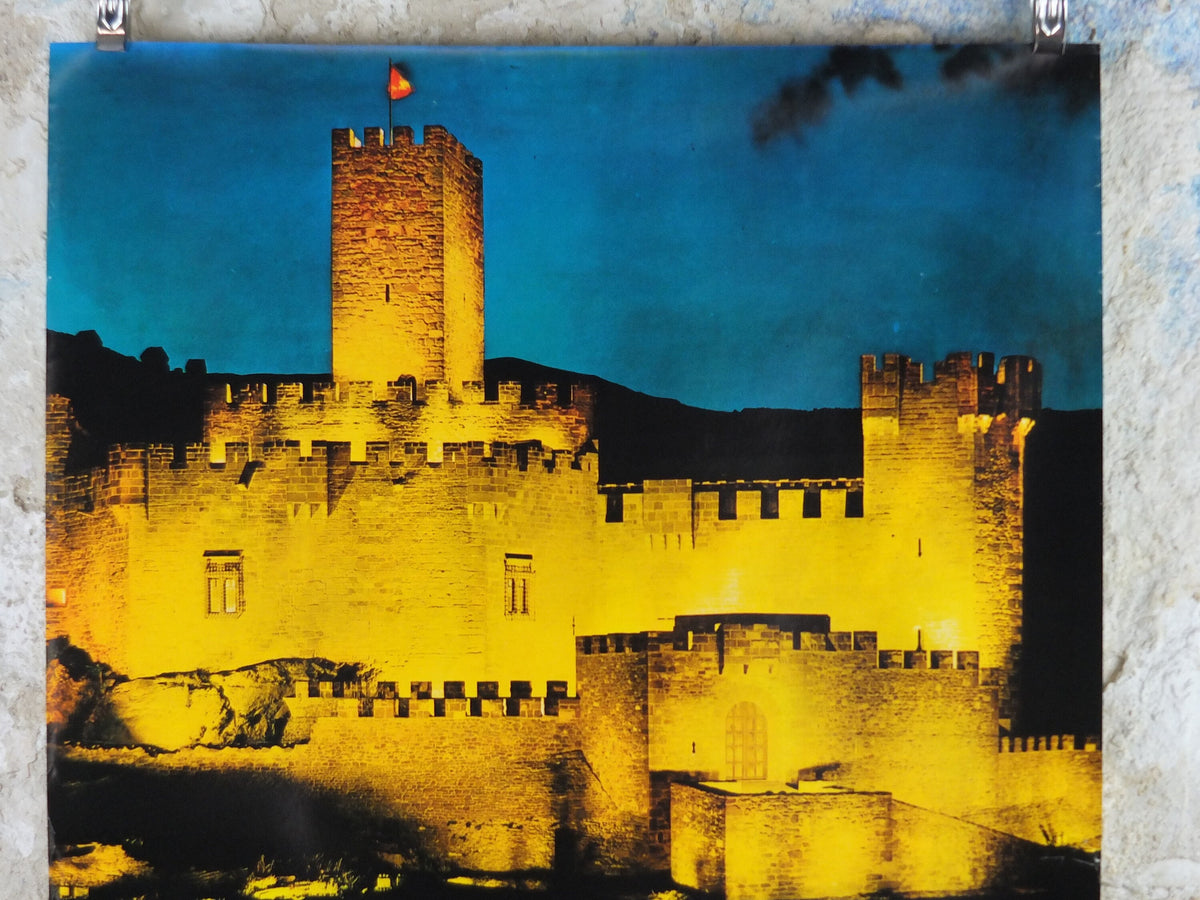 1960s Navarre Travel Poster, Castillo de Xavier, Vintage Spanish, Spain travel tourism, holiday vacation, wall art decor