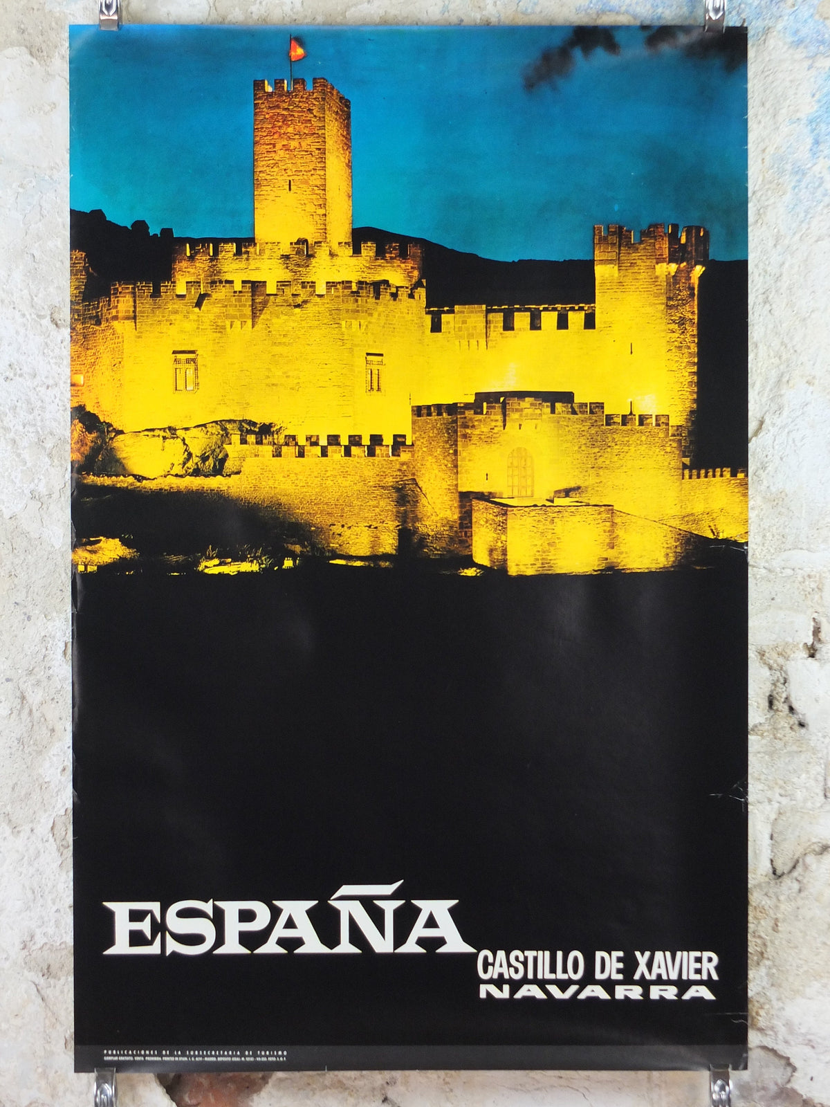 1960s Navarre Travel Poster, Castillo de Xavier, Vintage Spanish, Spain travel tourism, holiday vacation, wall art decor