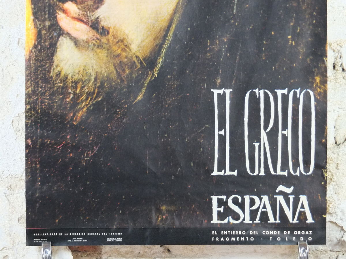 1960s El Greco Travel Poster, The Burial of the Count of Orgaz, Vintage Spanish, Spain travel tourism, holiday vacation, wall art decor
