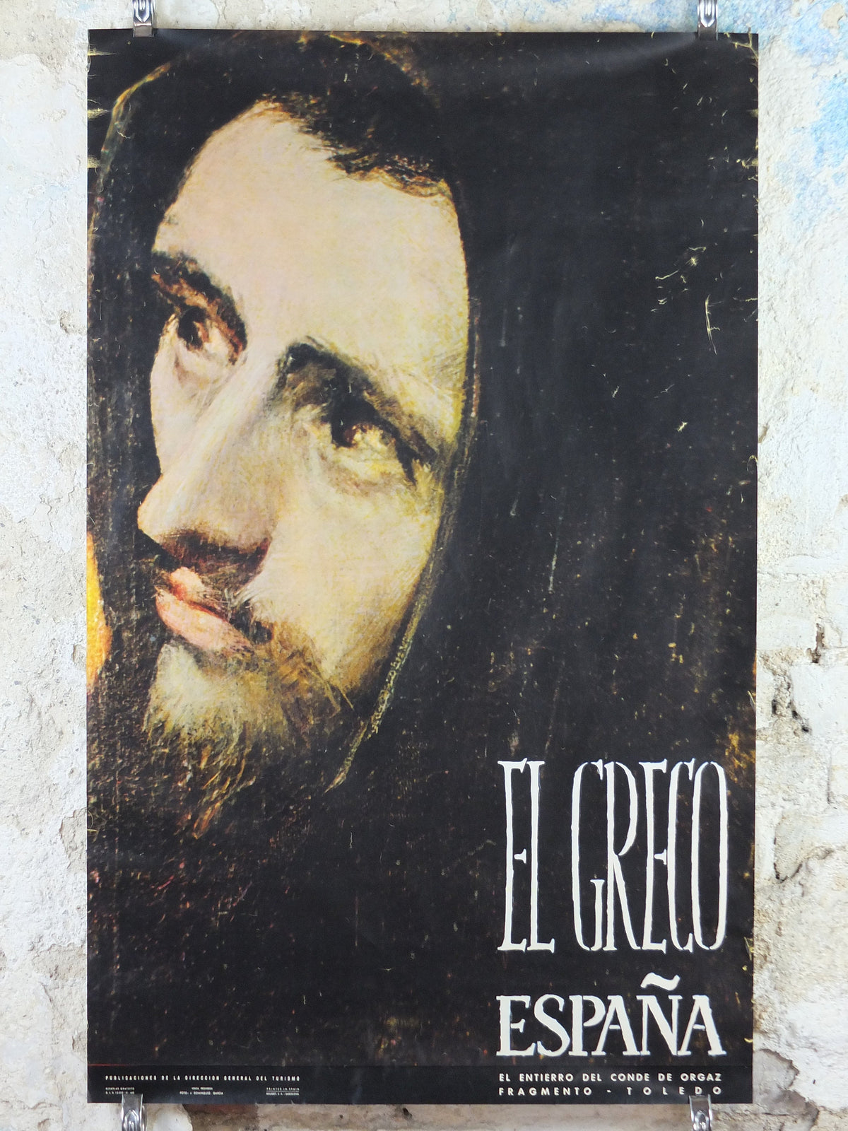 1960s El Greco Travel Poster, The Burial of the Count of Orgaz, Vintage Spanish, Spain travel tourism, holiday vacation, wall art decor