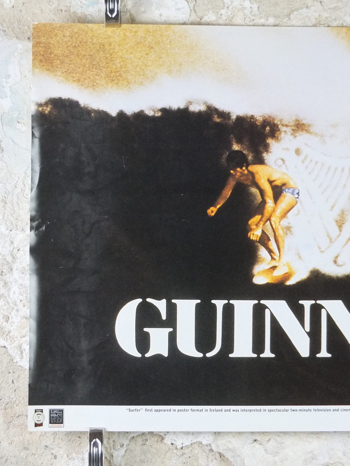 2001 Vintage Guinness Poster, Surfer, Guinness Wave, advertising ale Irish stout beer, wall art retro decor