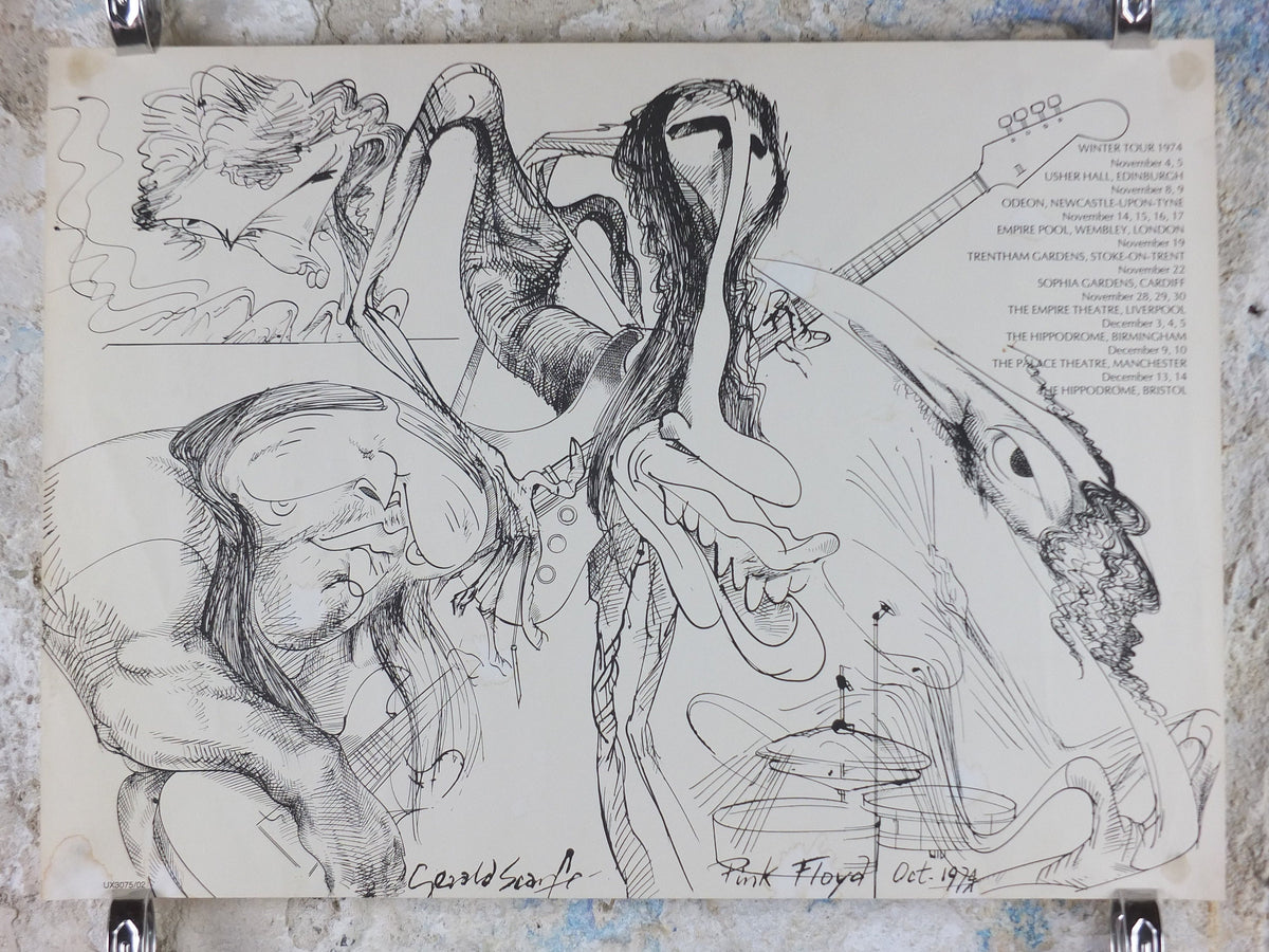 1974 Pink Floyd Winter Tour Poster, by Gerald Scarfe, British Tour November and December , musical wall art decor