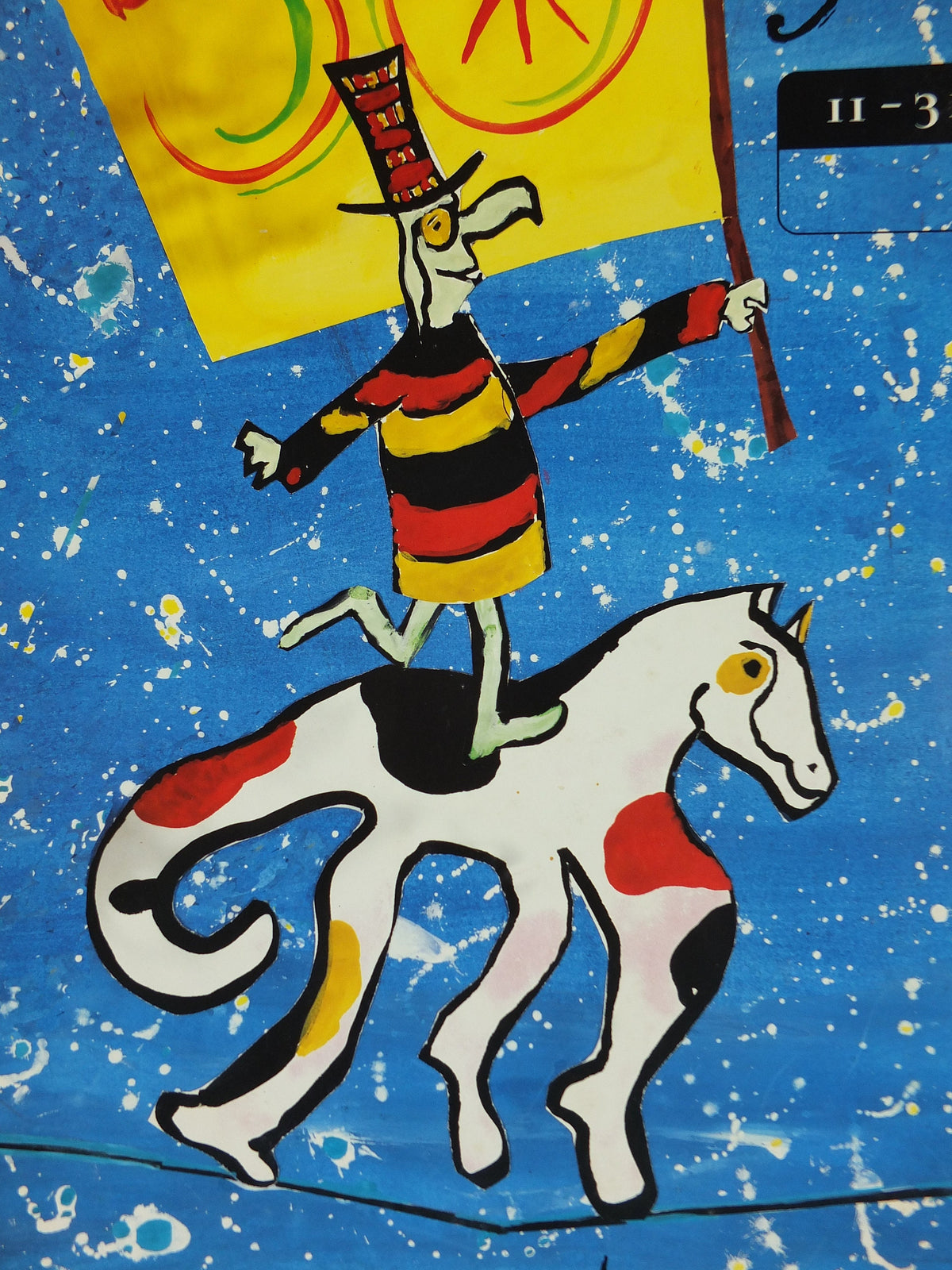 1996 Edinburgh Festival Fringe Poster, Arts Festival, man and horse on tightrope, artwork by Dawn Exley, wall art decor