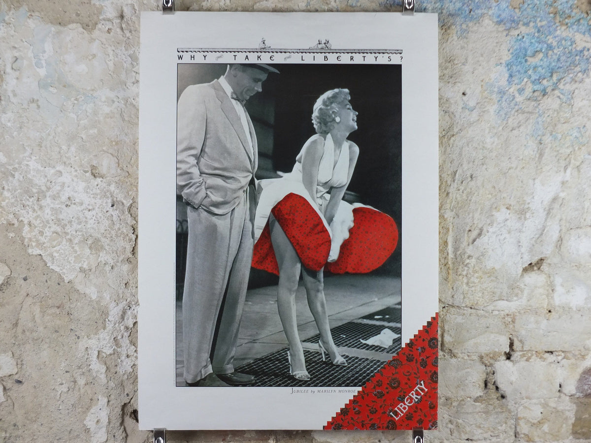 1987 Vintage Liberty Poster, Jubilee by Marilyn Monroe, London Regent Street Department Store, Seven Year Itch, wall art decor