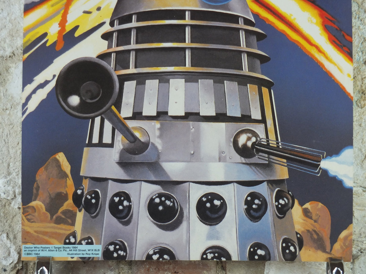 1985 Doctor Who Poster, Dalek, By Roy Knipe, BBC, vintage science fiction gifts for boys and girls and teenagers, fantasy wall art decor