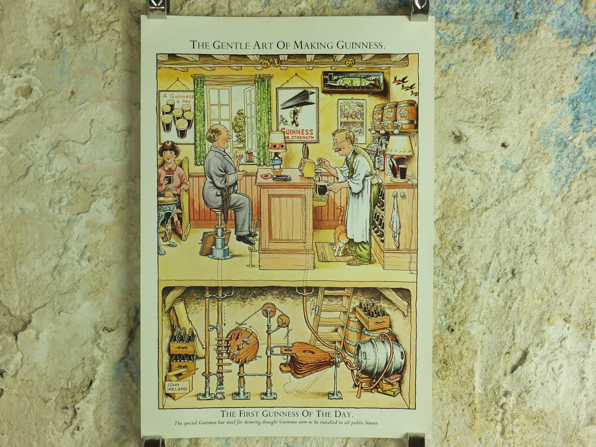Original Vintage Gentle Art of Making Guinness Poster First Guinness of the Day advertising ale Irish stout beer print wall art retro 1980s