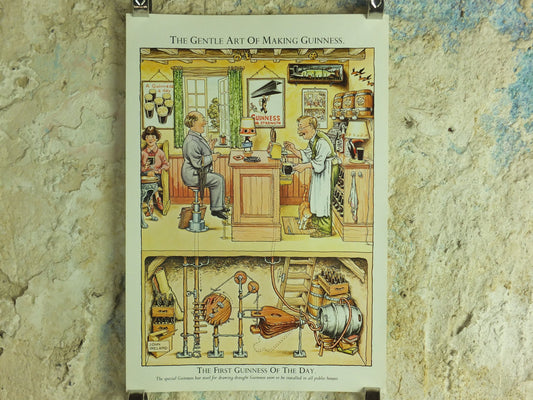 Original Vintage Gentle Art of Making Guinness Poster First Guinness of the Day advertising ale Irish stout beer print wall art retro 1980s