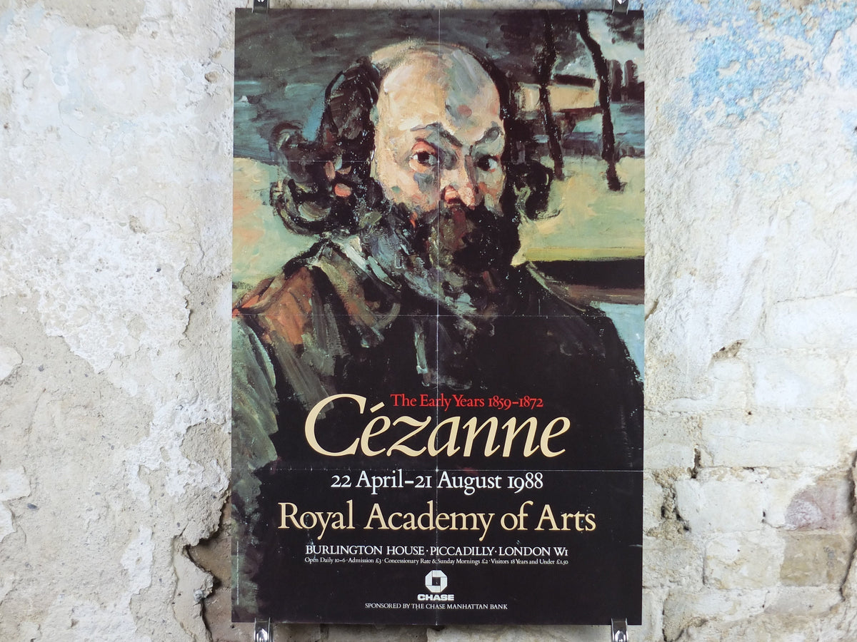 1988 Cezanne Poster, Self Portrait from 1872, Royal Academy of Arts, impressionists, artist gallery exhibition wall art decor