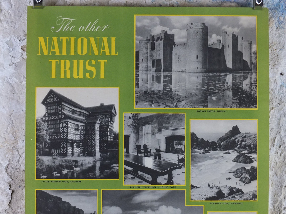 1948 Original National Savings Poster, The National Trust, Bodium Castle, Cheddar Gorge, Lindisfarne Castle, England, wall art retro decor