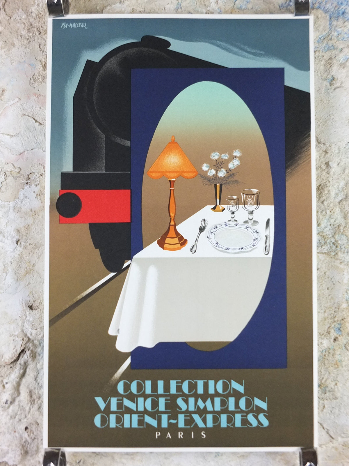 Original Venice Simplon Orient Express Poster, Paris Collection by Fix Masseau, 1985 limited edition of 200, train, art deco, wall art decor
