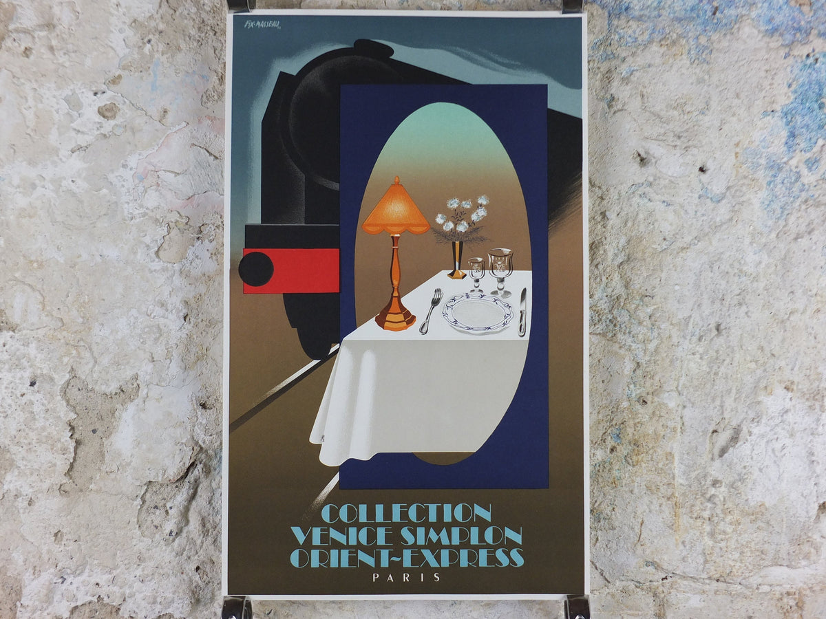 Original Venice Simplon Orient Express Poster, Paris Collection by Fix Masseau, 1985 limited edition of 200, train, art deco, wall art decor