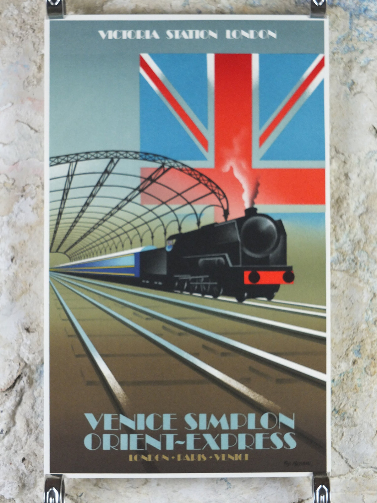 Original Venice Simplon Orient Express Poster, Victoria Station by Fix Masseau, 1985 limited edition of 200, train, art deco, wall art decor
