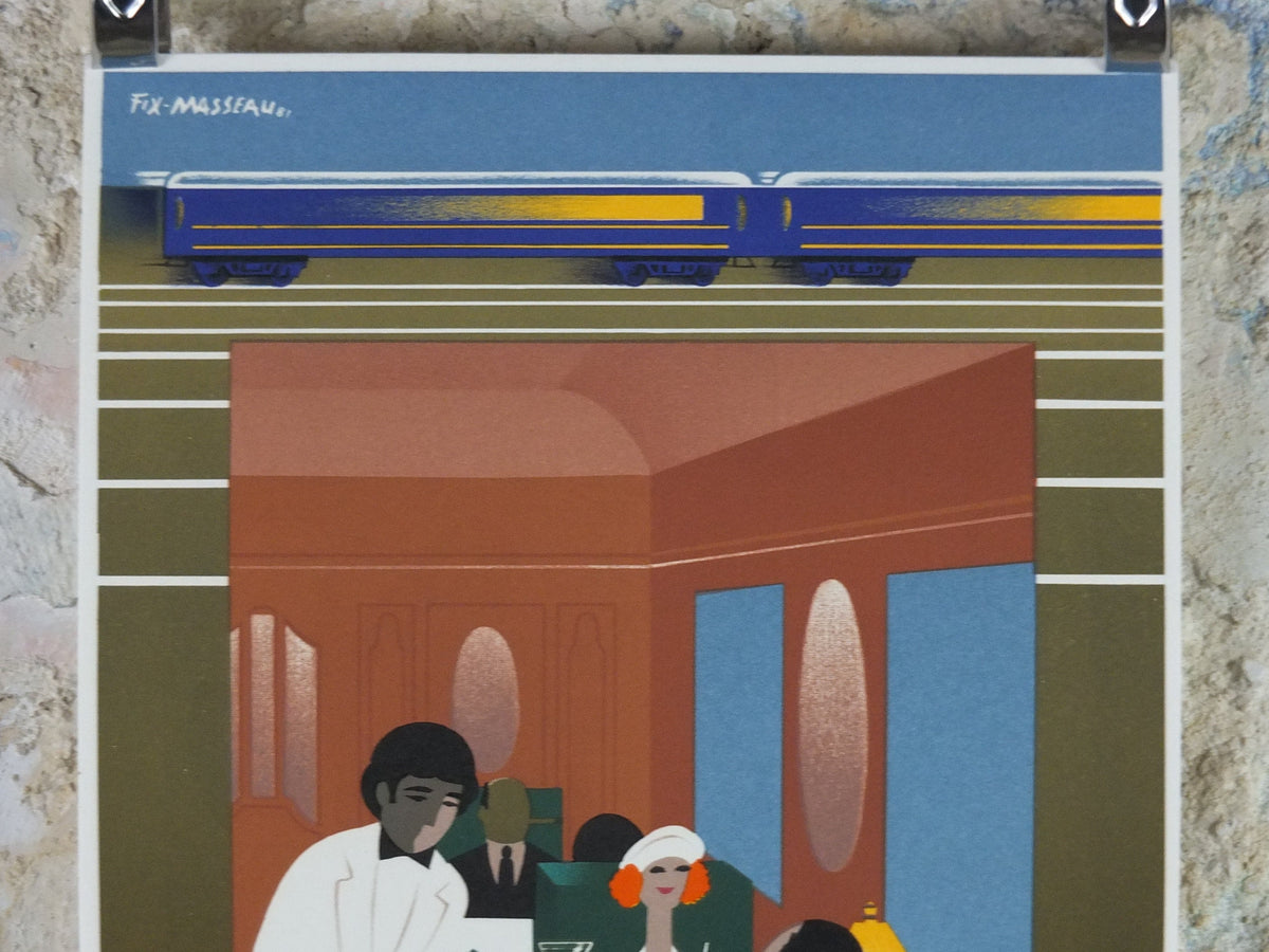 Original Venice Simplon Orient Express Poster, Dining Car by Fix Masseau, 1985 limited edition of 200, train, art deco, wall art decor